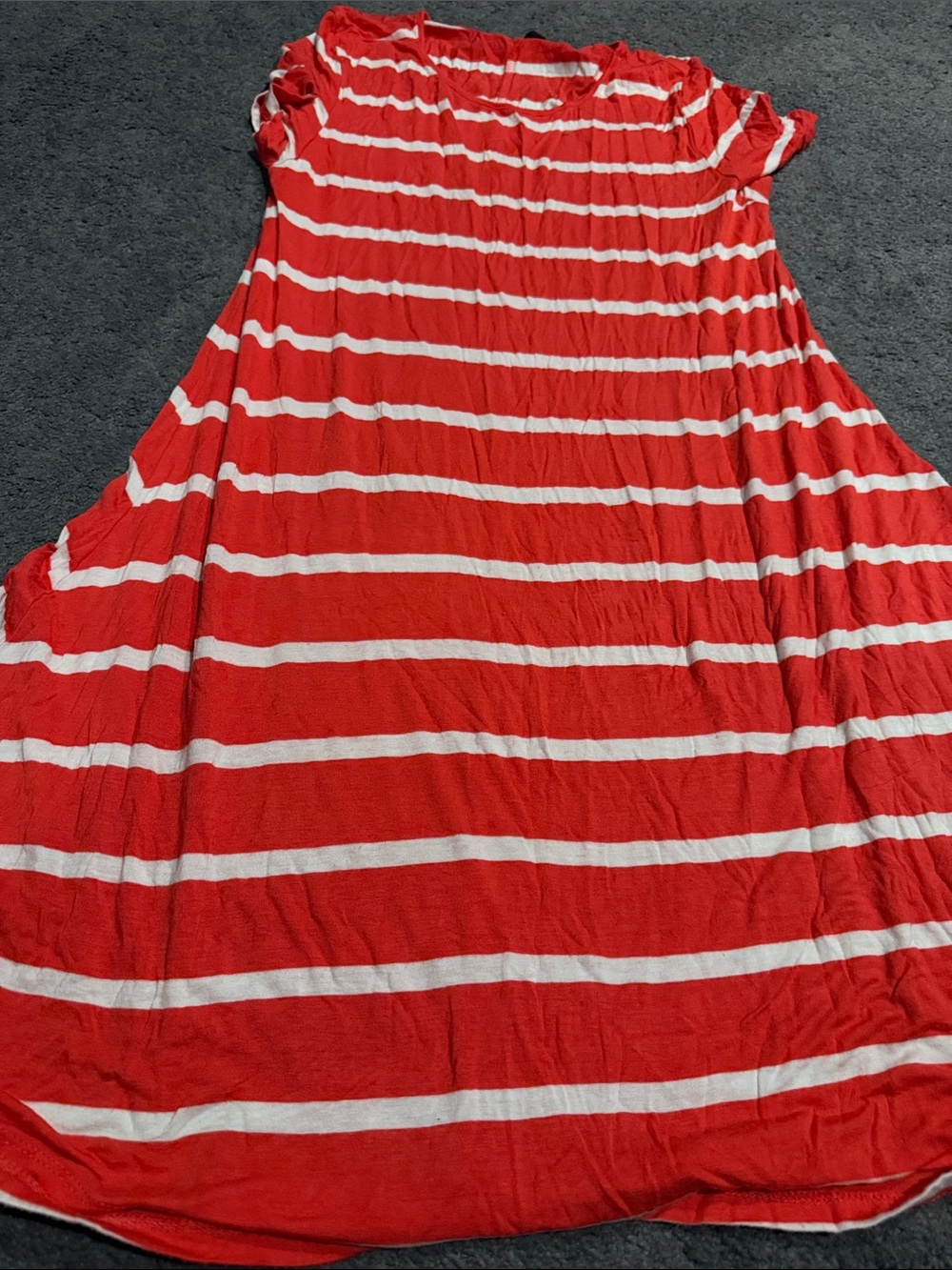 Signature Studio Red & White Striped Casual Maxi Dress Large